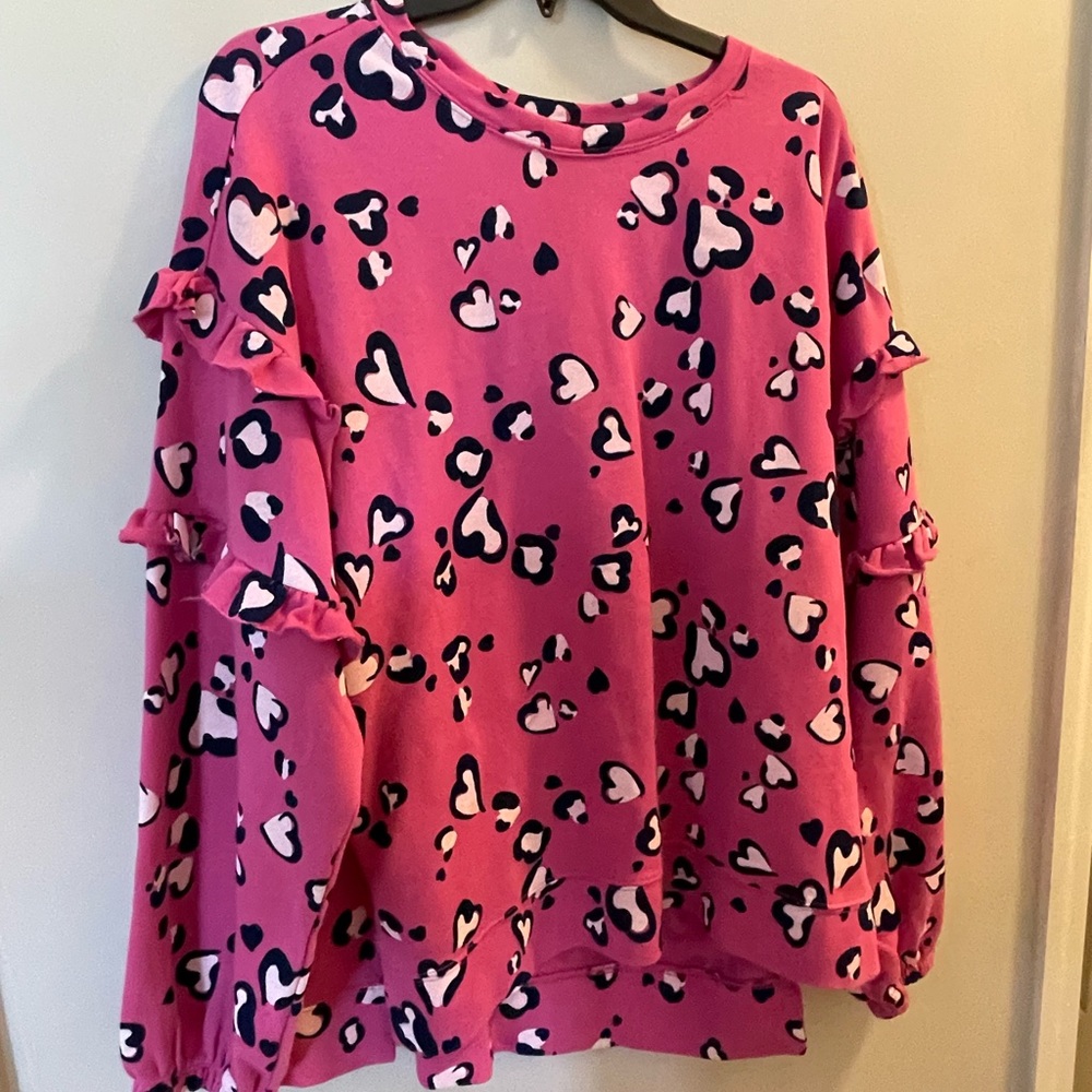 Pink ruffle long sleeve shirt